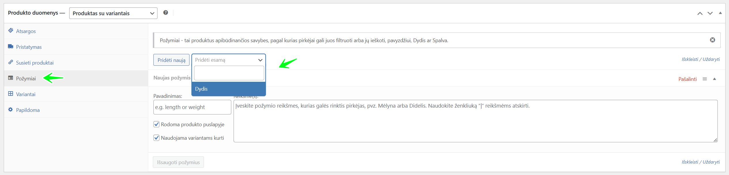 2021 05 Prekes pozymio pasirinkimas