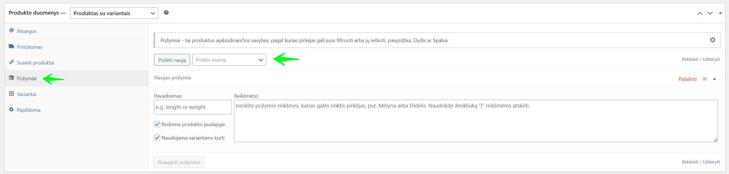 2021 05 Prekes pozymio pridejimas
