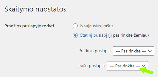 2023 03 Irasu pagrindinio puslapio priskyrimas